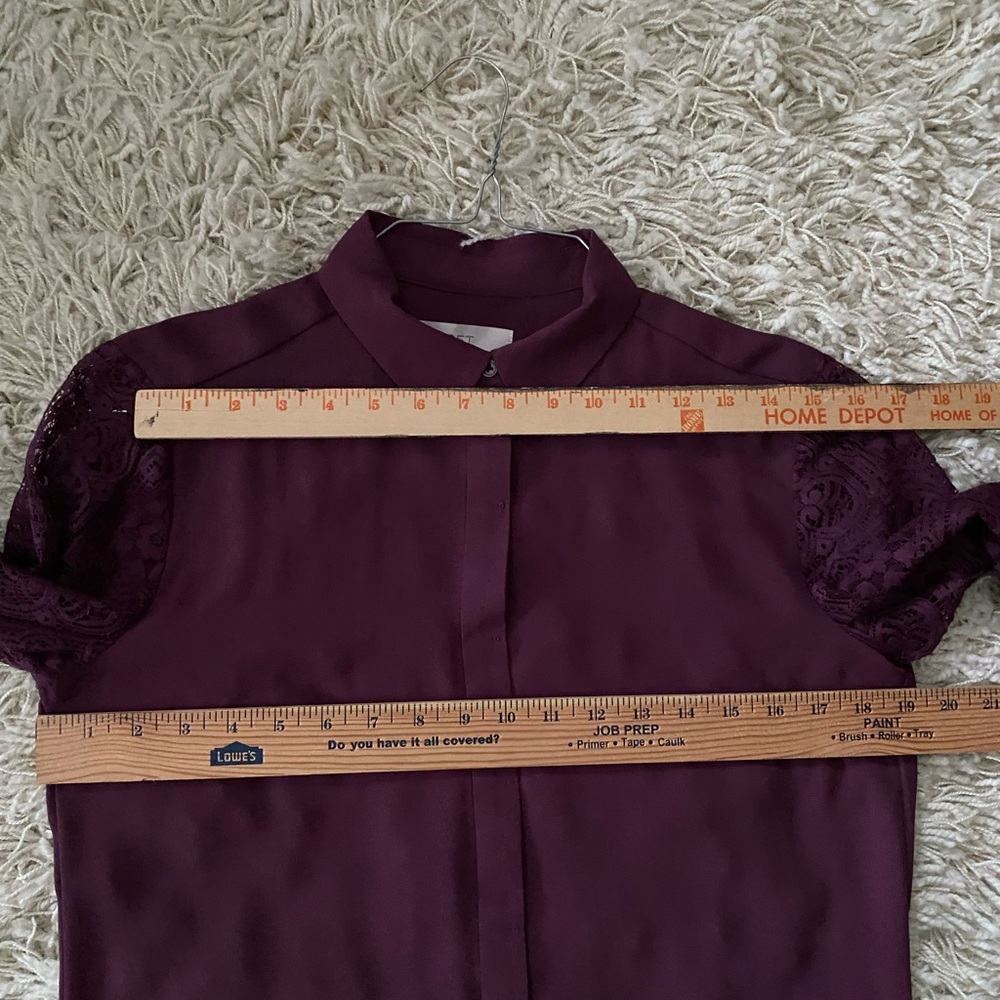 Loft Maroon Button Down Blouse, S - image 3
